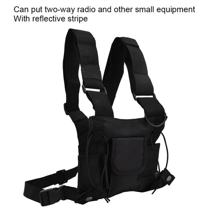Walkie Talkie Chest Adjustable Pocket Strap Pockets Front Pocket Radio Chest Strap With Reflective Strips Outdoor Vest Suitable for Police, Production Workshop, Construction Site