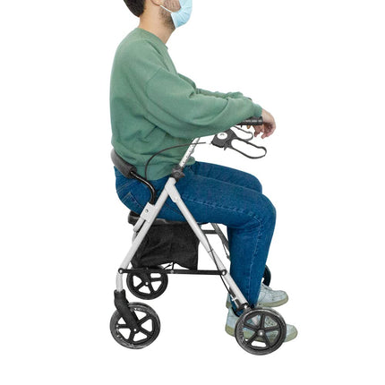 Mobiclinic®, Rollator, Large wheels for the road, Foldable, With fabric basket and seat, Made of aluminum, Lightweight, Durable, Brake on the handles, European brand, Model Sofia, Gray