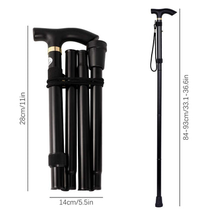 Girls'Love Talk Unisex Foldable Walking Stick Folding Alpenstock Lightweight Canes Height Adjustable Walking Sticks, Hand Strap Stick Hiking, Walking Stick (Black)