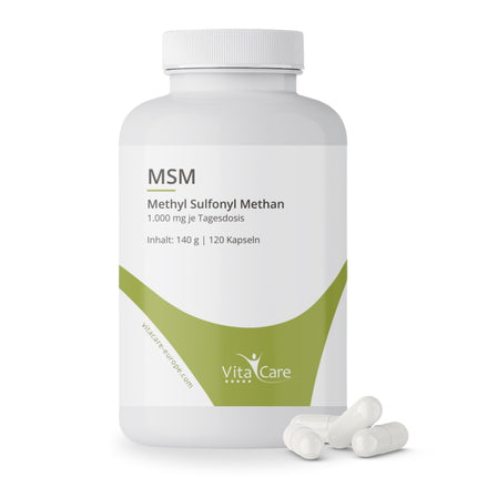 VitaCare MSM capsules, 120 capsules each containing 1000mg MSM powder, prevent sulfur deficiency, organic &amp; natural sulfur powder with high bioavailability