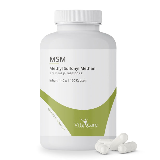 VitaCare MSM capsules, 120 capsules each containing 1000mg MSM powder, prevent sulfur deficiency, organic &amp; natural sulfur powder with high bioavailability