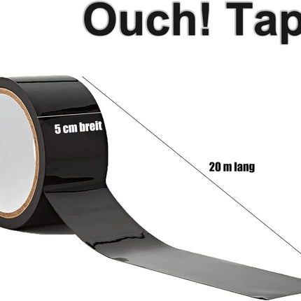 Love69Toys Ouch! - Bondage Tape 20m long - 5cm wide 3PC Static-Free Design Tape, Versatile Bondage SM Tape for Sexual Sex Play Couples Women Men (Black)