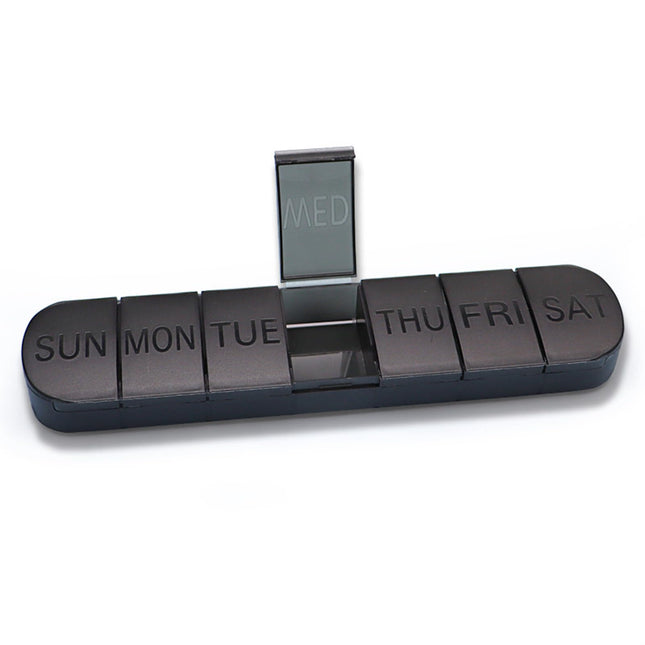 vgggrd Pill Box, 7-Day Weekly Pill Box, Pill Box, Medicine Box, Pill Box, 7 Compartments, Easy to Open, Convenient and Comfortable (Black)