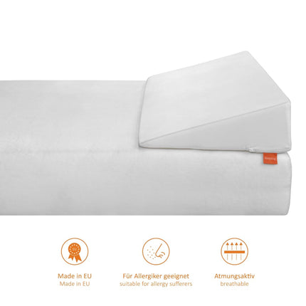 sleepling wedge pillow, reflux pillow for bed and sofa, mattress wedge for adults, bed raiser, 45 x 90 x 15 cm, including cover washable up to 60 degrees, Ökotex 100, Made in EU