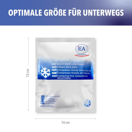 IEA Medical Instant Cold Compress (15.3 x 12.7 cm) 10 Pack | Disposable ice packs for bruises, insect bites, and other injuries | Easy-to-use cooling pads | Versatile, white