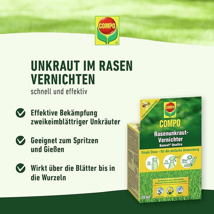 COMPO Lawn Weed Killer Banvel Quattro, Control of difficult-to-control weeds in lawns, concentrate, 400 ml (400 m²)