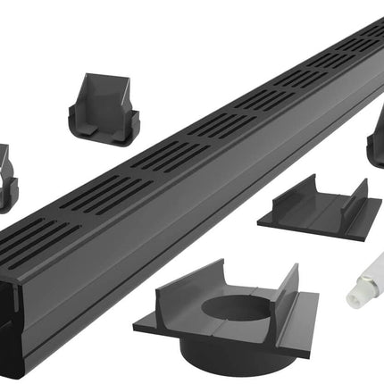 Design drainage channel set 4.00 m | Aluminum black | Type 65x60 (Slimline drainage channels)