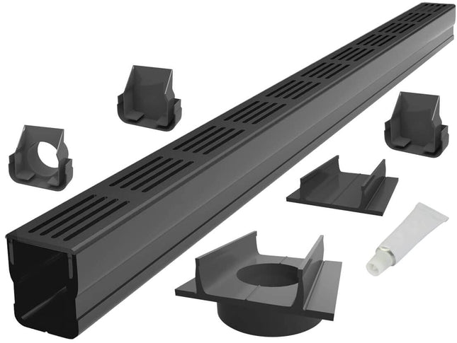 Design drainage channel set 4.00 m | Aluminum black | Type 65x60 (Slimline drainage channels)