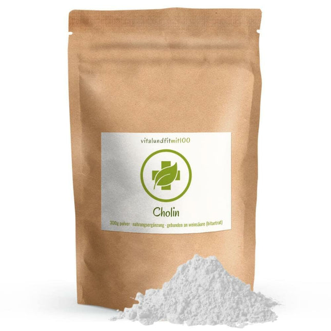 Choline - 300 g pure choline bitrate powder - formerly vitamin B4 - GMO-free - vegan - gluten-free - Choline