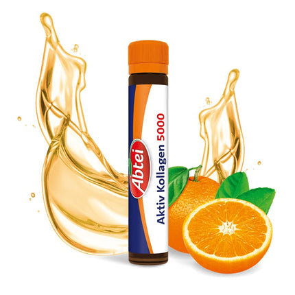 Abtei Active Collagen 5000 - For healthy bones, cartilage, and muscles - with vitamin C, magnesium, and zinc - sugar-free - 1 x 10 drinking ampoules of 25 ml each