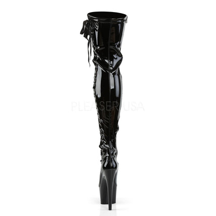 Higher Heels PleaserUSA Overknee Boots Adore-3050 Patent Black Size. 39