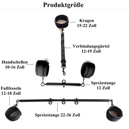 Spreader bar bondage handcuffs ankle cuffs sex toy with BDSM sex suit adjustable metal spreader bar slaves for couples (black)