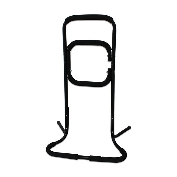 Standing and sitting aid, support frame with 3 handles, secure stand, metal, load capacity up to 120 kg, easy to transport, black