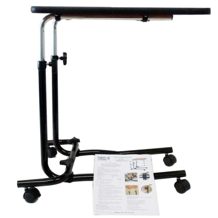 Bed and chair table with wheels