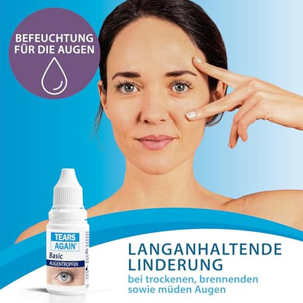 TEARS AGAIN 15ml Basic eye drops for dry and tired eyes, Hyaluron 0.2%, eye drops for moisturizing the eyes