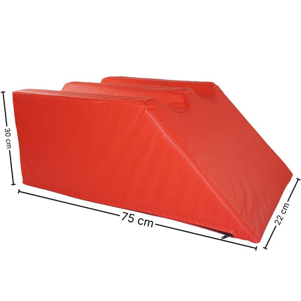 ATC Handels GmbH Lymphatic drainage wedge with artificial leather cover and ether foam filling Two leg recesses - for massage (red, two leg recesses)