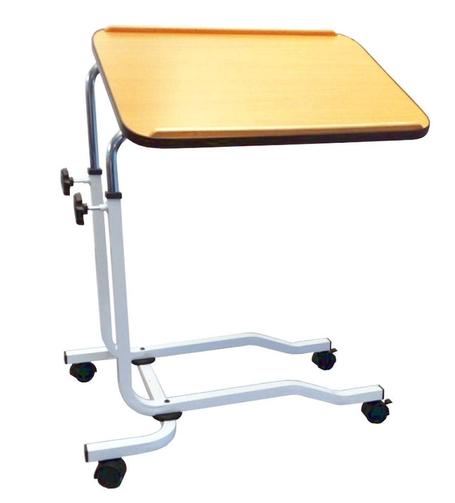 FabaCare side table, height-adjustable bedside table, nursing table on casters, very stable, table for bed with tilt, angle adjustable, brown