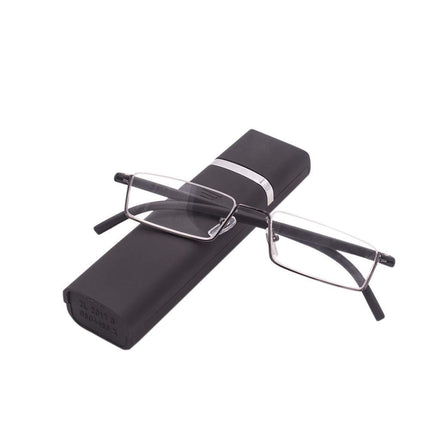 KoKoBin 2 pieces reading glasses with ultra-light TR90 frame reading aid half glasses made of metal frame with half-frame vision aid with glasses case for women and men +1.5