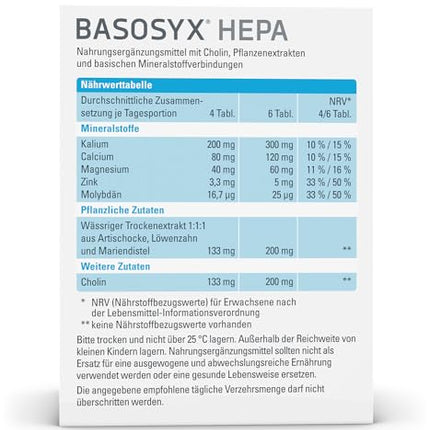 SYXYL Basosyx Hepa Tablets/Dietary supplement with choline to maintain normal liver function &amp; zinc for acid-base balance / 140 tablets in blister pack
