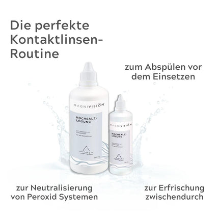 MAGNIVISION Saline Solution, 100ml (travel size) Saline solution for contact lenses, for rinsing soft &amp; hard contact lenses, borate-free, Made in Europe