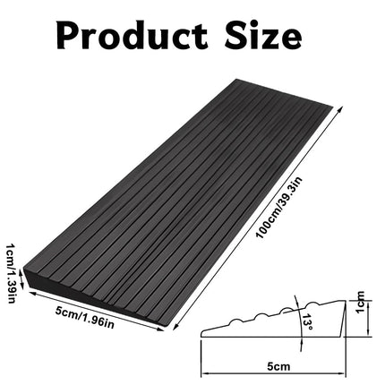 Beatific door threshold ramp 100x5x1cm, wheelchair ramp PVC threshold ramp, non-slip wheelchair ramp, self-adhesive transition profile, door threshold ramp for wheelchairs, sweeping robots, scooters (black)