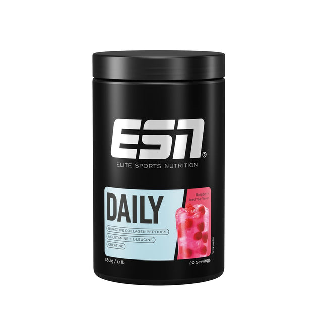 ESN Daily, Raspberry Iced Tea, 480 g, with glutamine, creatine, collagen &amp; L-leucine - made in Germany