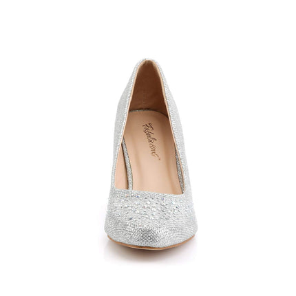 Pleaser Women's Doris-06 Slide Pump, Silver Glitter Mesh, 39 EU