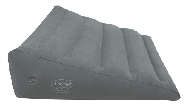 ObboMed HR-7620, practical air valve for easy inflation/deflation, durable, inflatable bed wedge pillow with velour surface for sleeping, traveling, vacation; inflated size M: 61