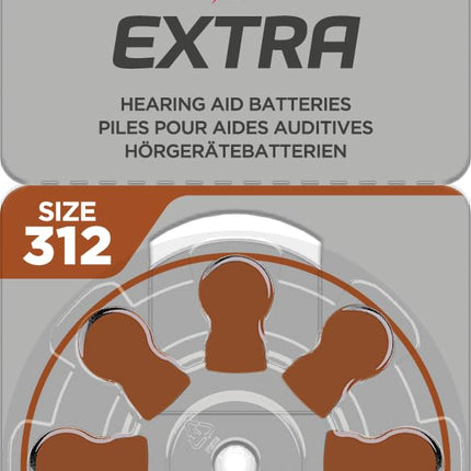 80 x RAYOVAC Extra Hearing Aid Batteries Type 312 - PR41 - Color Code Brown - 1.45 Volt - 80 Pieces (10 x 8 Batteries)