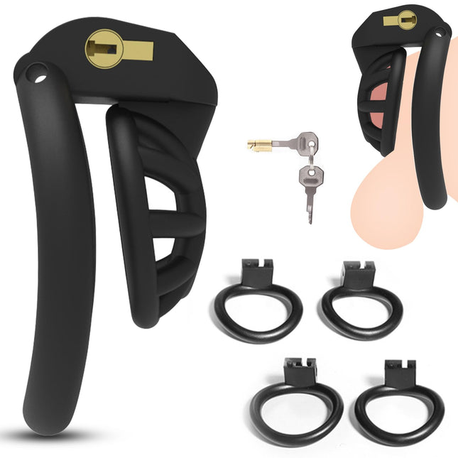BDSMAGE Chastity Cage Male small, penis cage with 4 cock rings extreme, sex toy for men, chastity cage for men, chastity belt for men, cock cage slave sex toy extreme (micro)