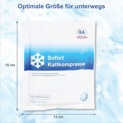 IEA Medical Instant Cold Compress (15.3 x 12.7 cm) 10 Pack | Disposable ice packs for bruises, insect bites, and other injuries | Easy-to-use cooling pads | Versatile, white