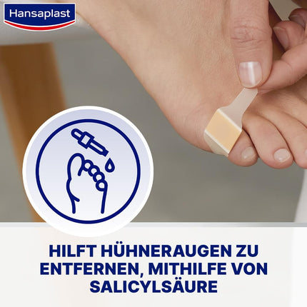 Hansaplast Corn Plasters (1 x 8 pieces), plasters with salicylic acid for removing corns, pain-relieving foot plasters with a secure hold