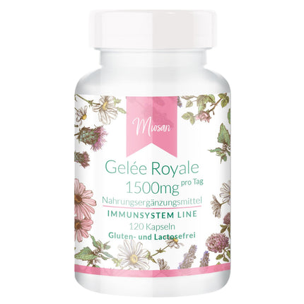 Royal Jelly 1500mg - IMMUNE SYSTEM LINE - with 1500mg, including 60mg 10-HDA - 120 Capsules - High Dosage - 100% Vegan - Manufactured &amp; Laboratory Tested in Germany | MIOSAN® CLUB - Exclusive Well-being