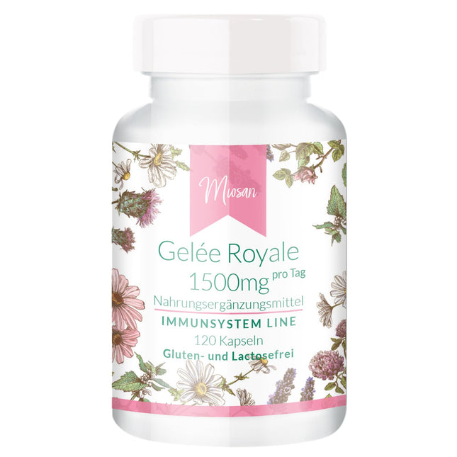 Royal Jelly 1500mg - IMMUNE SYSTEM LINE - with 1500mg, including 60mg 10-HDA - 120 Capsules - High Dosage - 100% Vegan - Manufactured &amp; Laboratory Tested in Germany | MIOSAN® CLUB - Exclusive Well-being