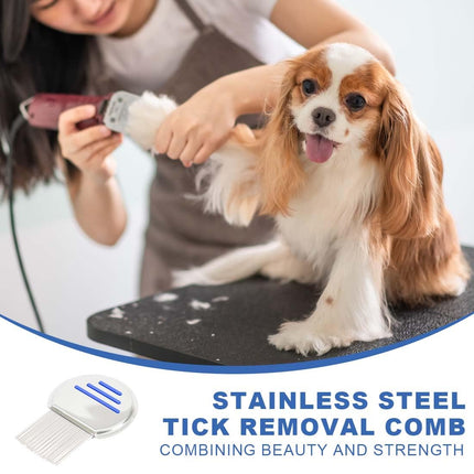 Pack of 3 lice combs, lice comb, metal lice comb, lice flea comb, 4 cm long metal teeth, suitable for lice and dandruff on all hair types, suitable for babies, children, adults and pets