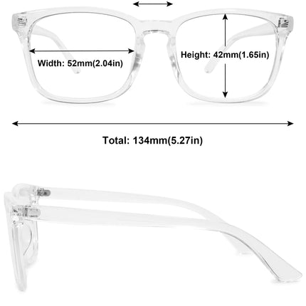 MAGIMODAC blue light filter reading glasses large women men computer glasses reading glasses visual aid glasses computer reading glasses with/without prescription (transparent, 0.00)