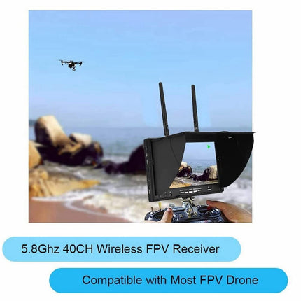 FPV Monitor, 7-inch LCD Video Screen with 800 x 480 Resolution, 5.8GHz 40-Channel DVR Function, RC Drone Screen with Auto Search, 2000mAh FPV Receiver for Drone Quadcopter (EU)