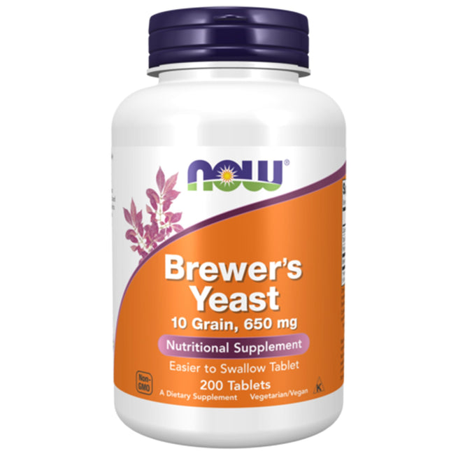 Now Foods, Brewer's Yeast, Saccharomyces cerevisiae, 650 mg, 200 Vegan Tablets, Laboratory Tested, Soy-Free, Non-GMO, Vegetarian