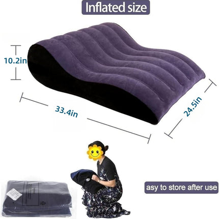 Sex Pillow Inflatable Sex Pillow PVC Flocking Sex Chair Travel Pillow Magic Pillow Body Support Pillow, Used for Couples Positioning, Deeper Position