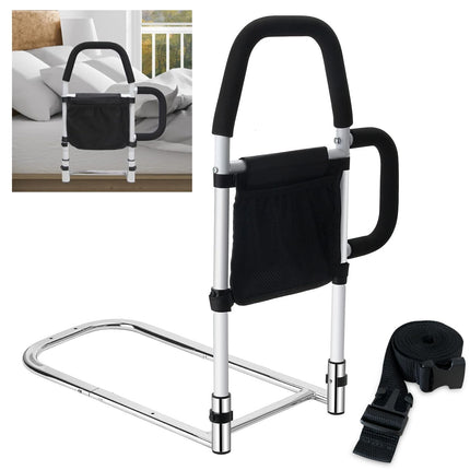 Kaucytue Bed Riser, Bed Rail Fall Protection for Adults with 2 Handrails &amp; Storage Bag, Portable Adjustable Bed Entry Aid, Grab Bars for Seniors, Safe and Stable