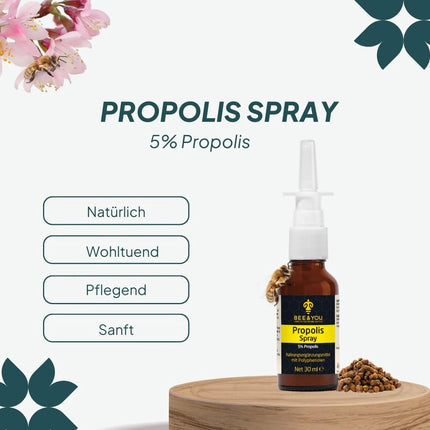 BEE&amp;YOU Propolis Spray, Nasal Spray 30 ml Propolis Extract, Spray for the Nose, for Children and Adults, Clears the Nose, No Additives, Natural, No Alcohol &amp; No Habituation Effect, 33 Awards