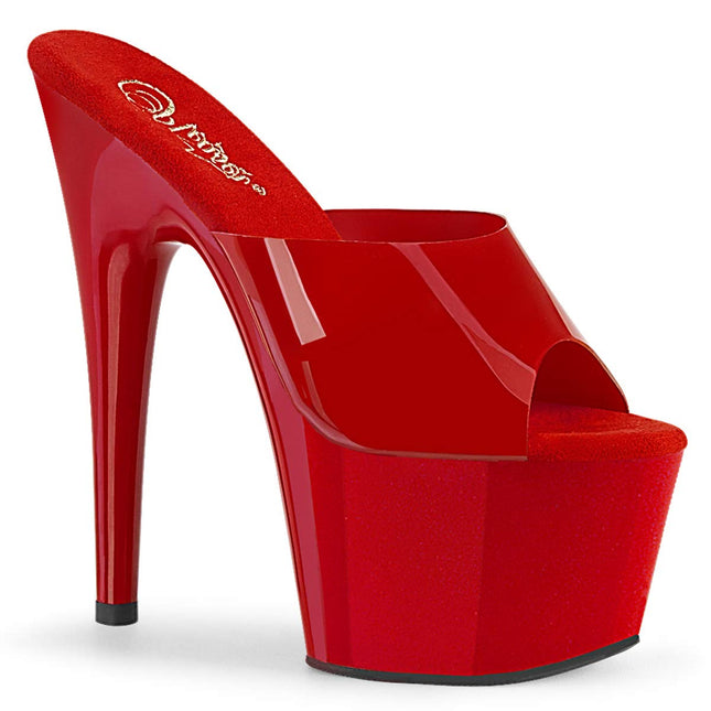 Pleaser Women's ADORE-701N Platform High Heels Mules TPU Red 40 EU