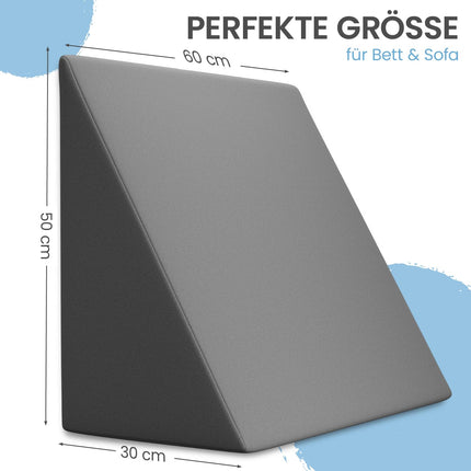 ELONEO wedge pillow bed positioning pillow adult back cushion reading pillow cushion made of dimensionally stable foam 30×50×60 cm