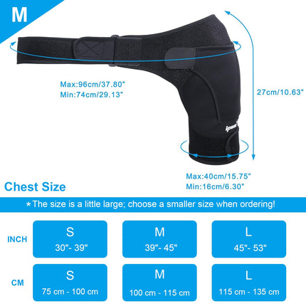 ipow Adjustable Shoulder Support Neoprene Shoulder Brace Strap Shoulder Protector for Sports Injuries Shoulder Pain Relief Unisex Fits Left or Right Shoulder Size M