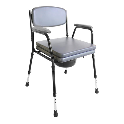 PEPE Mobility - Padded Commode Chair for Seniors, Height Adjustable, with Bucket, Armrest, Commode Chair for Adults