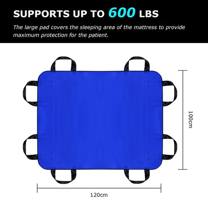 LOSCHEN Transfer Board for Patient Lifts, Patient Transfer Board with Eight Handles, Suitable for Obese People, Elderly People and Patients Who Need to Be Transferred (Blue 100 * 120cm)