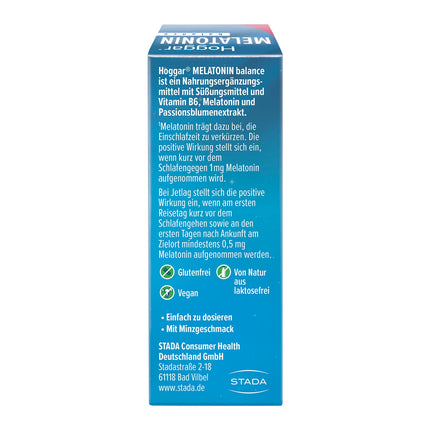Hoggar MELATONIN balance - Sleep Spray - Food supplement with melatonin to shorten the time it takes to fall asleep and to relieve jet lag - with vitamin B6 - 20 ml spray