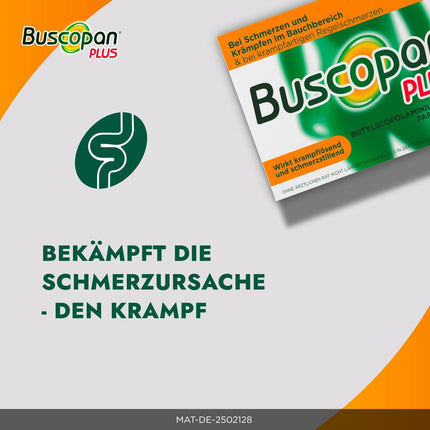 Buscopan PLUS tablets with paracetamol for abdominal pain | 2 x 20 tablets | quickly relieve severe abdominal pain and cramps | gastrointestinal disorders, period pain, stomach cramps, and cystitis