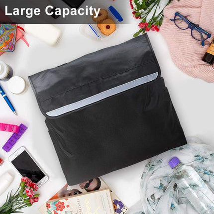PERFETSELL Wheelchair Bag Rear Waterproof Oxford Wheelchair Bag Large Black Wheelchair Backpack Storage Bag with Reflective Strips for Wheelchair Handles