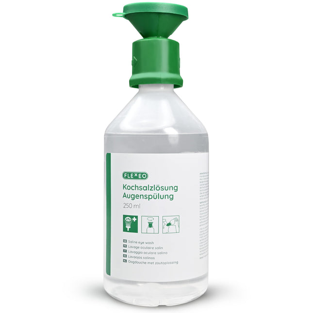 Eyewash 250ml NaCl 0.9 saline solution - eyewash bottle - eye wash - eye shower - sterile eyewash solution - eyewash with saline solution - eye bath